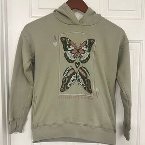 Abercrombie Kids Olive Hoodie with Butterfly Design